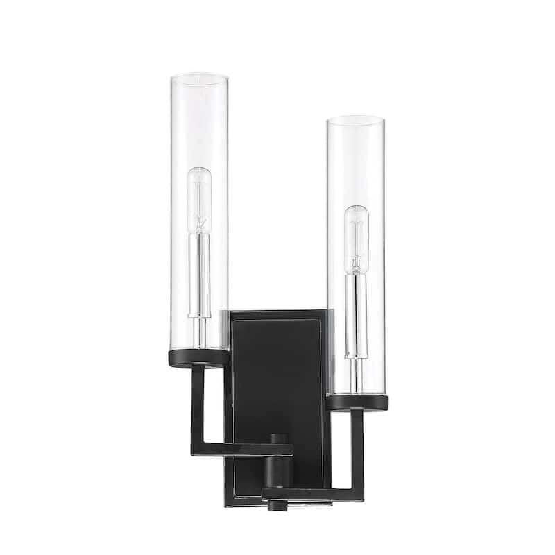 Folsom 2-Light Adjustable Wall Sconce in Matte Black with Polished Chrome Accents - Matte Black/Polished Chrome Accents