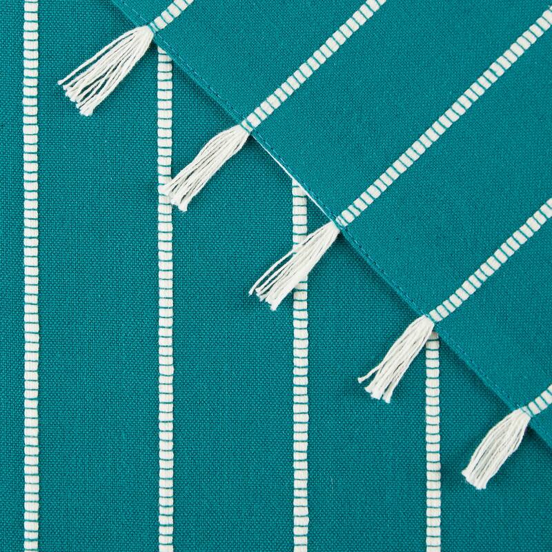 Navy and Off-White Stripe Tassel Napkin (Set of 4)