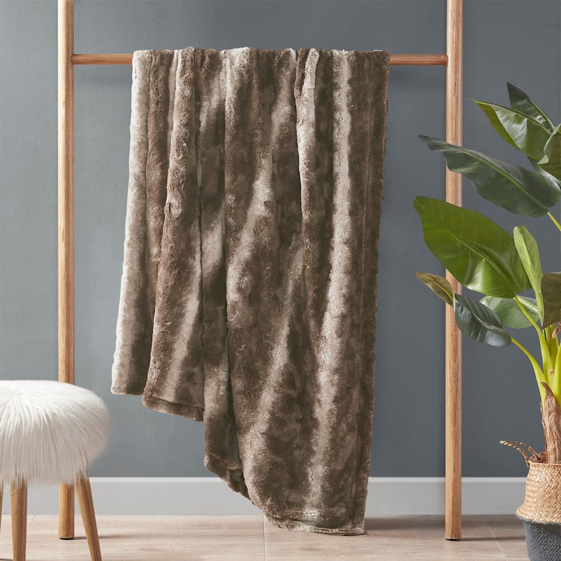 1PC 50x60" Faux Fur Throw Blanket with Mink Back Soft Reversible Machine Washable