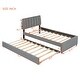 preview thumbnail 13 of 16, Teddy Fleece Twin Size Upholstered Platform Bed with Trundle, Beige