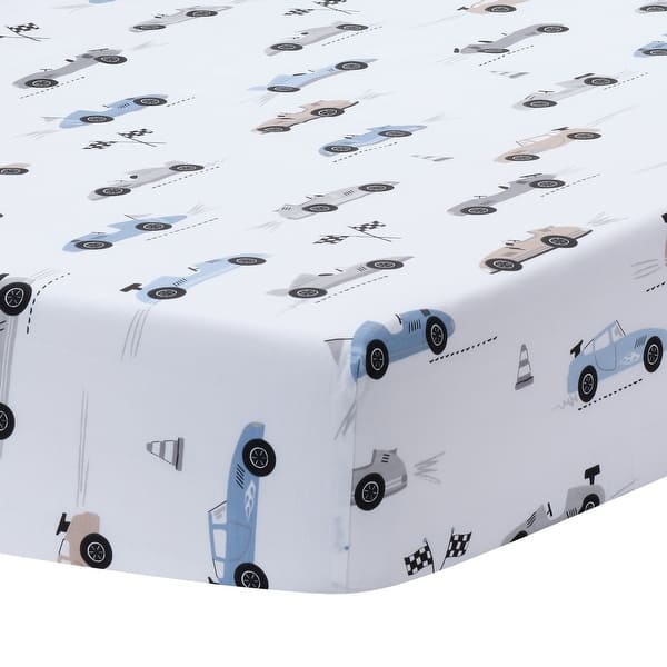 slide 2 of 5, Lambs & Ivy Little Racer Cotton Cars/Transportation Fitted Crib/Toddler Sheet - Crib