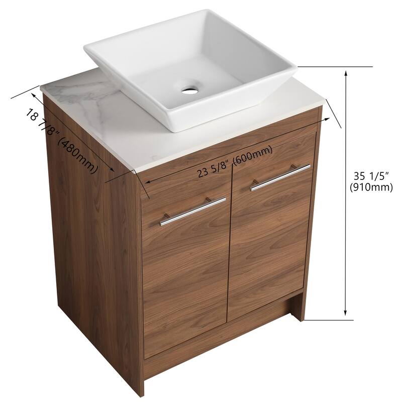 ARTCHIRLY 24/36/48/60 Inch Bathroom Vanity with Sink, Freestanding Bathroom Vanity with Soft Close Door and Shelf