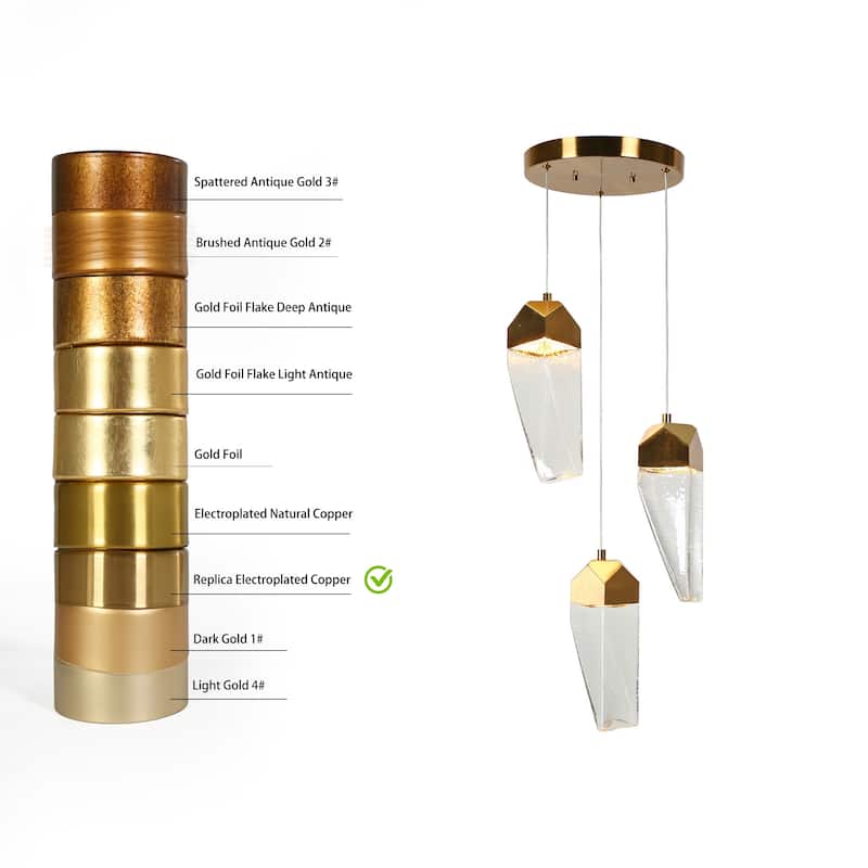 Modern LED 3-Light Chandeliers Island Pendant Lights for Kitchen Island - Gold
