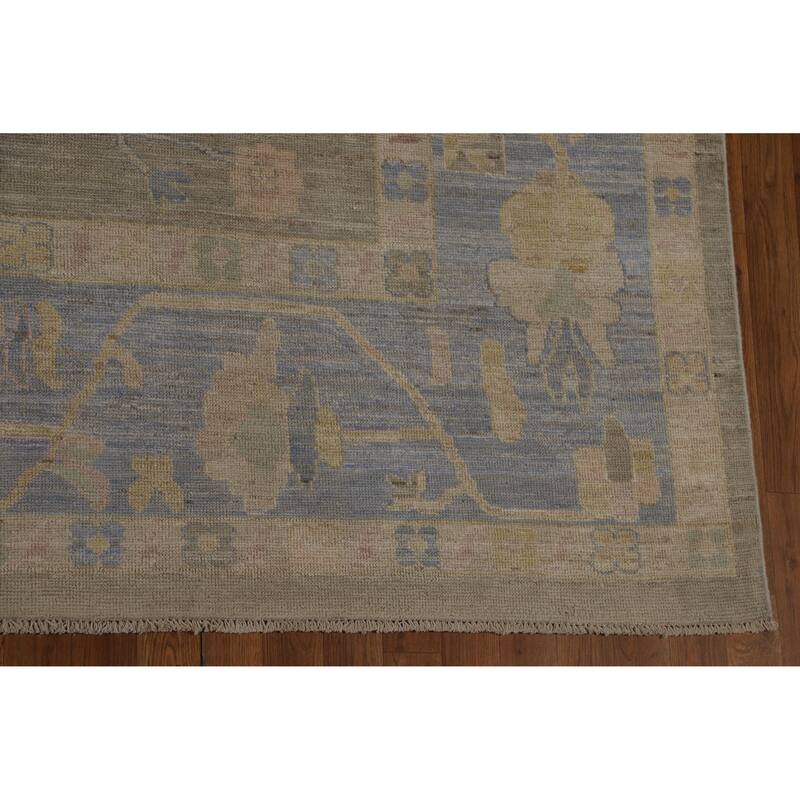 Hand Knotted Oriental 100% Wool Carpet Transitional All-Over Greys & Charcoal Oushak Area Rug - 13' 9'' X 9' 10''