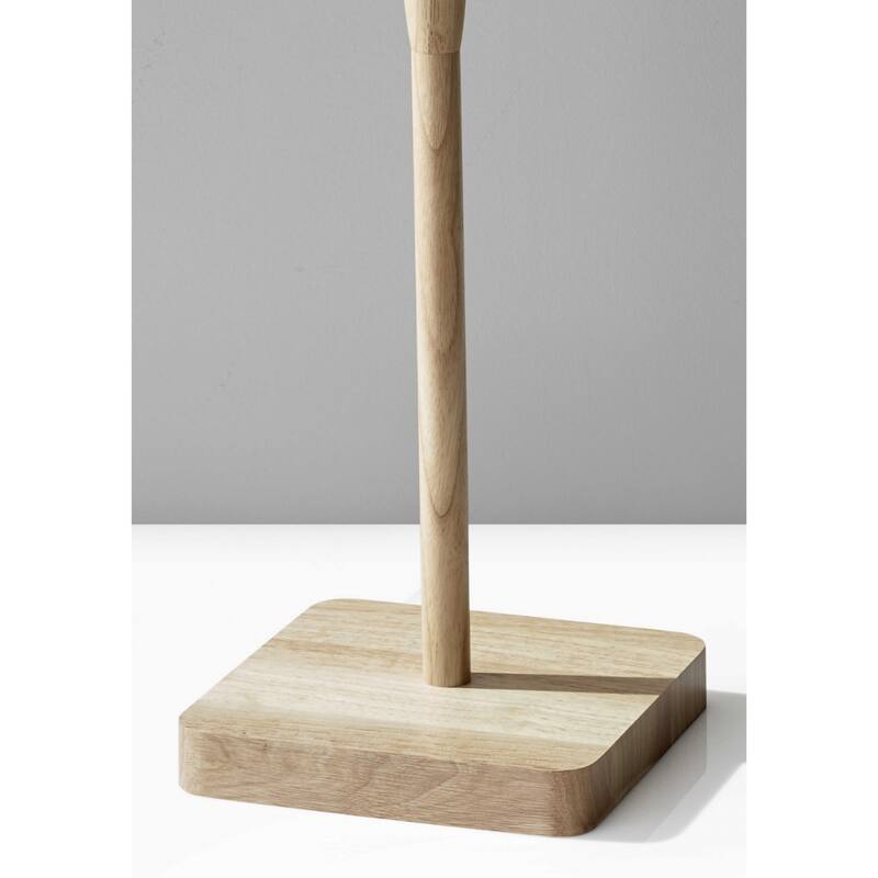 59" Solid Wood Floor Lamp with Linen Drum Shade and Traditional Plug-In Light for Living Room - 58.5”H x 16”W x 16”D