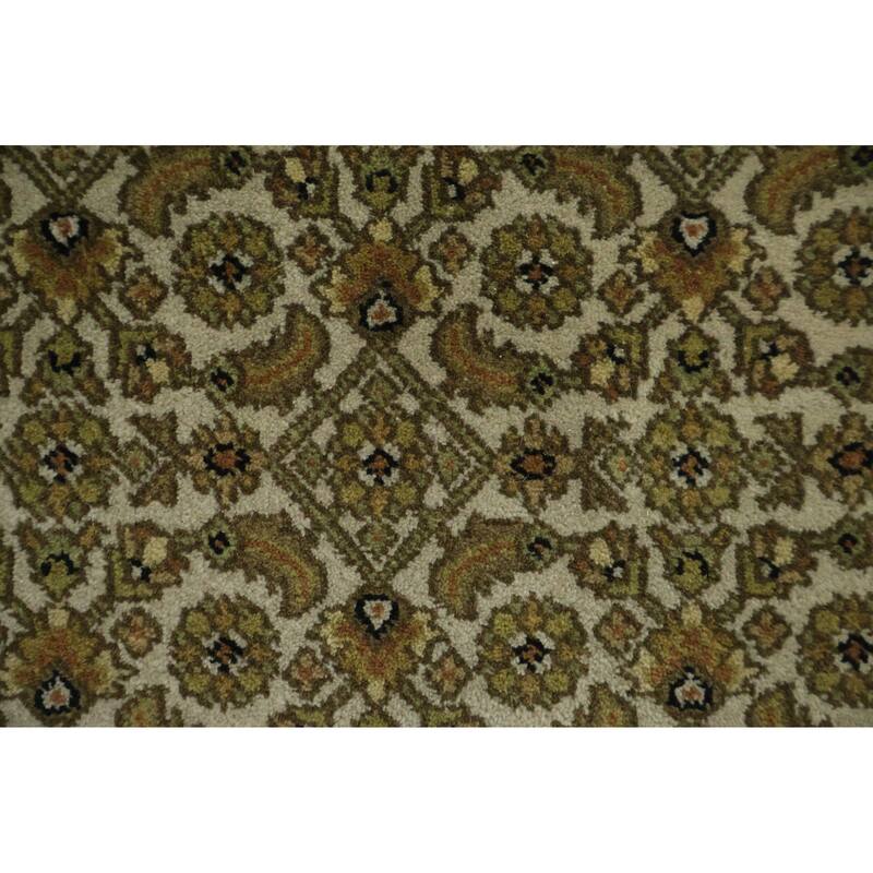 Hand Knotted Oriental 100% Wool Carpet Traditional All-Over Green Tabriz Runner Rug - 17' 4'' X 2' 8''