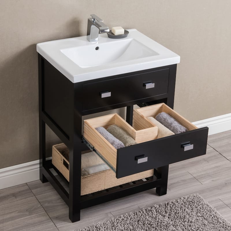 Viola 24-inch MDF 1-drawer Single Bowl Ceramic Top Vanity