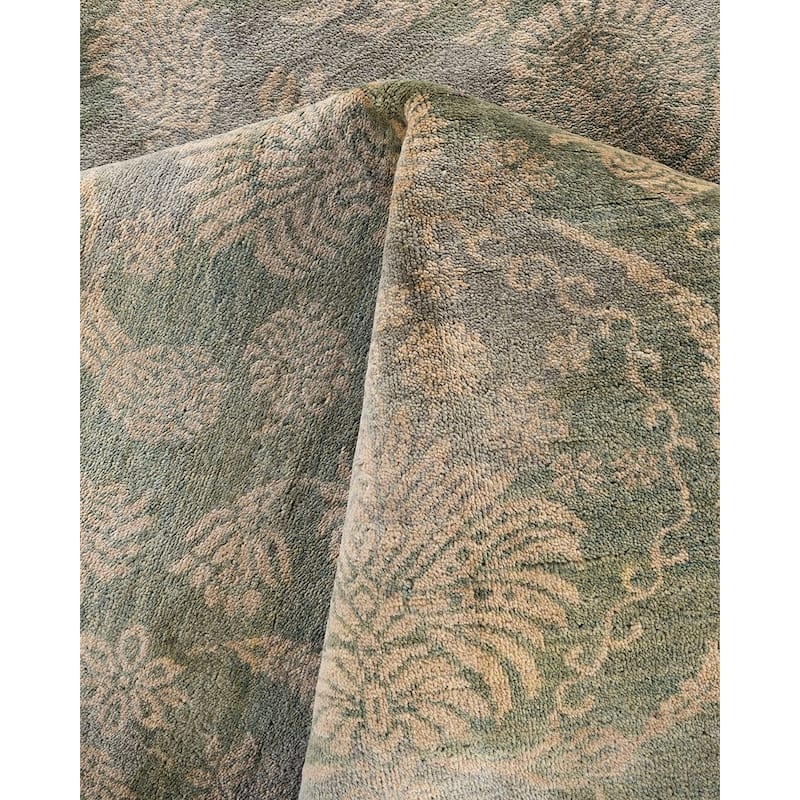Ikat One-of-a-Kind Hand-Knotted Area Rug, Green - 9' 1" x 12' 2"