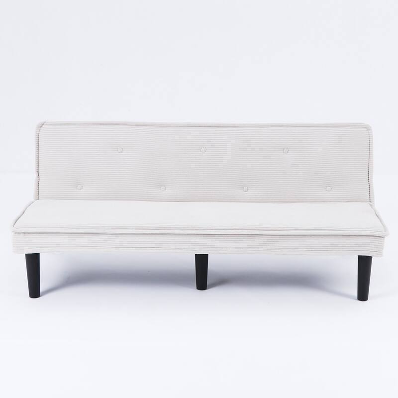 This 66-inch corduroy sofa bed can switch between the two comfortable forms