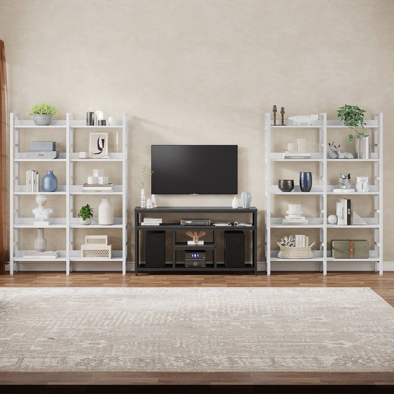 5-Tier Industrial Bookshelf, Wood and Metal