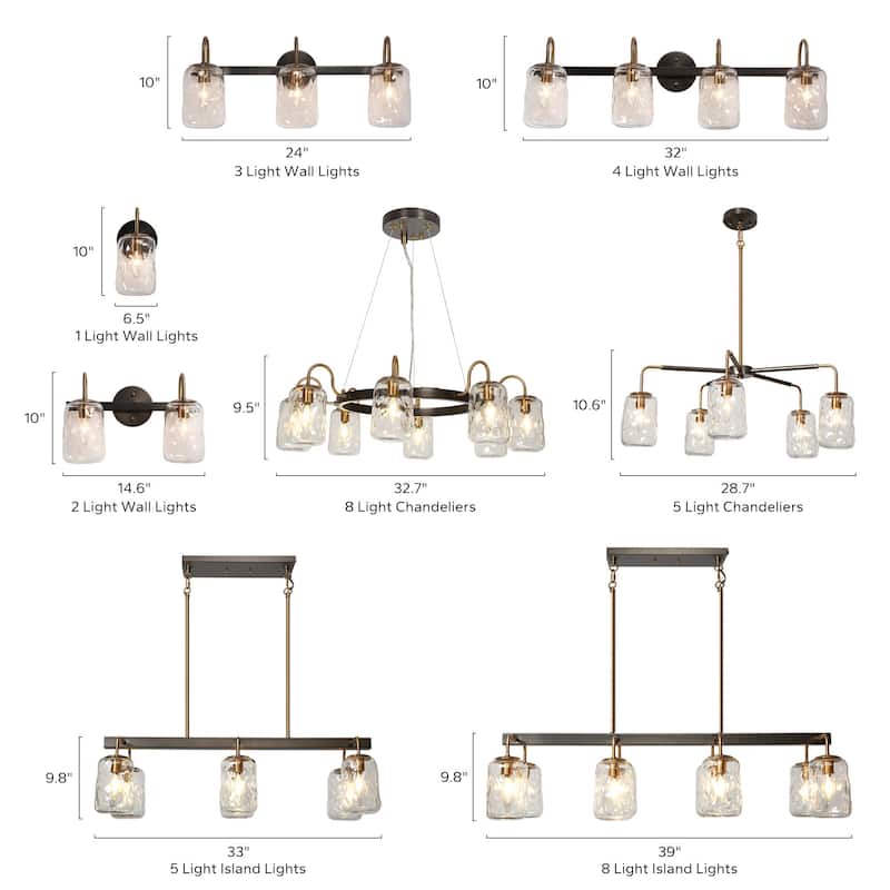 Modern 8-Light Rectangle Chandelier Glass Kitchen Island Lights for Dining Room - L 39" x W 14.2" x H 9.8"