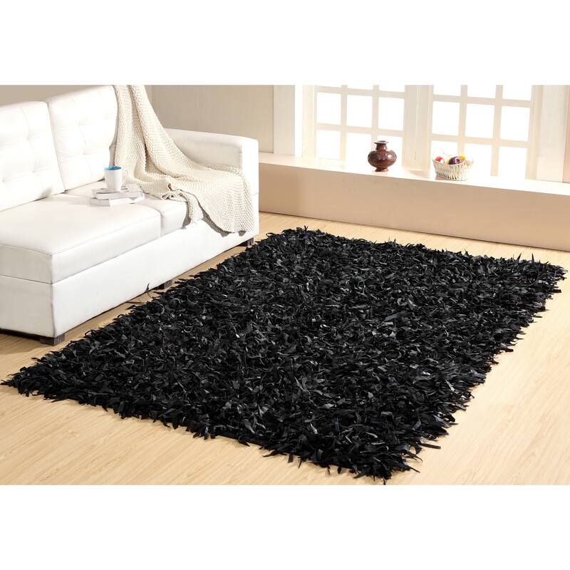 Leather Shaggy Living Room Rug Washable Area Rugs Non Slip Accent Rugs Soft Foldable Indoor Carpet Easy To Clean 5' x 8'