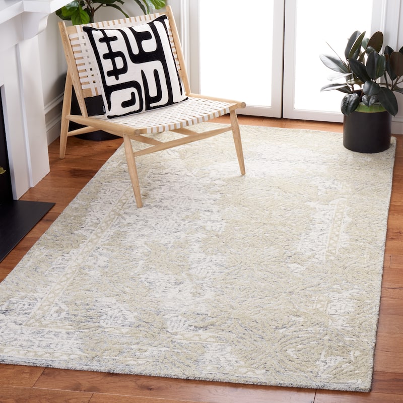 SAFAVIEH Handmade Metro Umaymah Wool Rug - 5' x 8' - Grey/Ivory