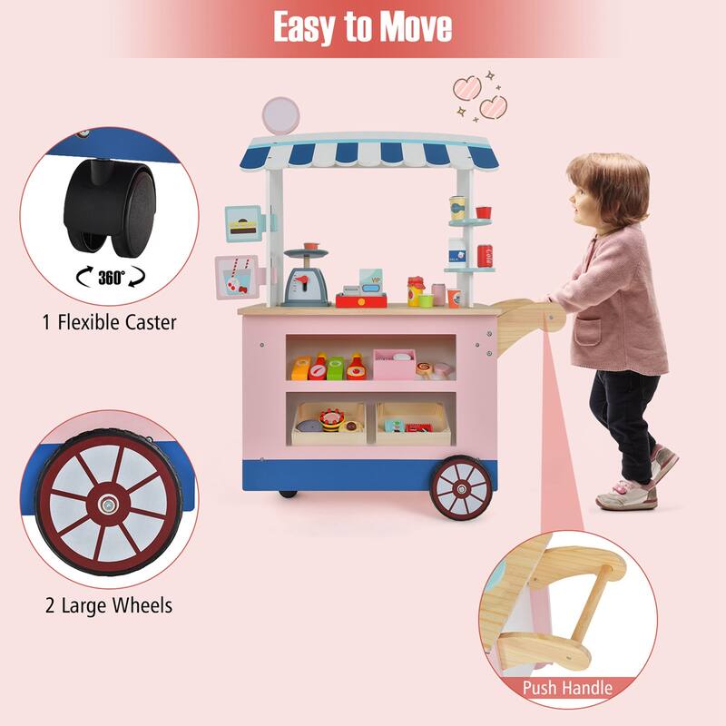 Costway Kids Snacks & Sweets Food Cart Kids Toy Cart Play Set with 30 - See Details