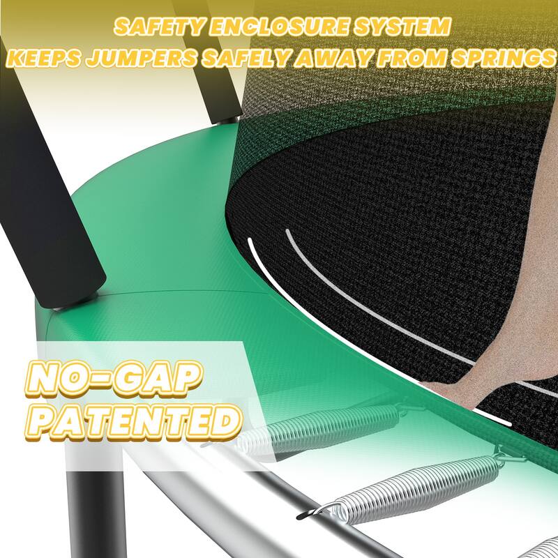 12FT Recreational Kids Trampoline with Safety Enclosure Net & Ladder, Outdoor Recreational Trampolines