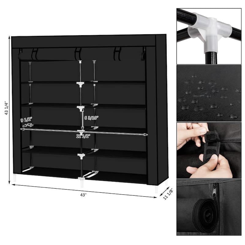 Fabric Cover 6-tier Portable Shoe Rack Closet