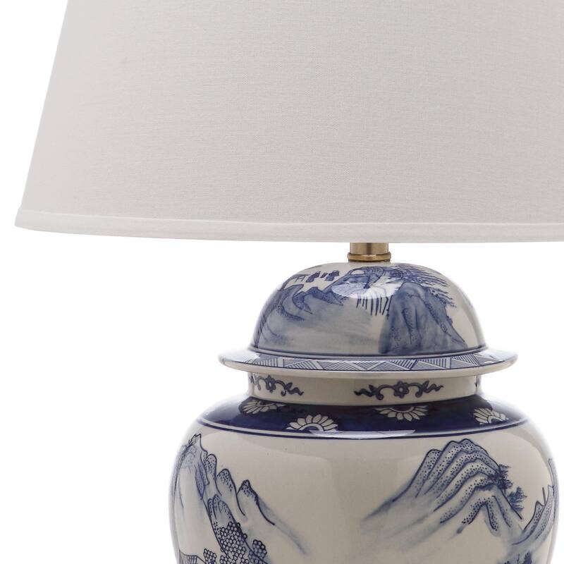 SAFAVIEH Lighting 29-inches Shanghai Blue/ White Ginger Jar (Set of 2) - 17"x17"x29.5"