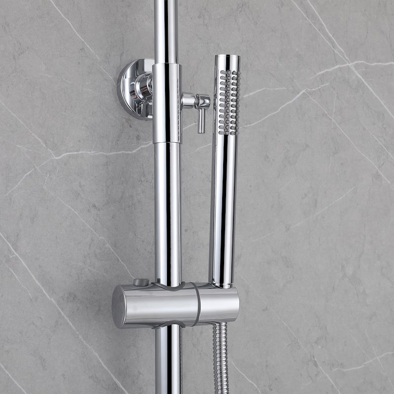 51"H Outdoor 9 Inch Round Rain Shower Set with Handheld Shower (Adjustable Slider)