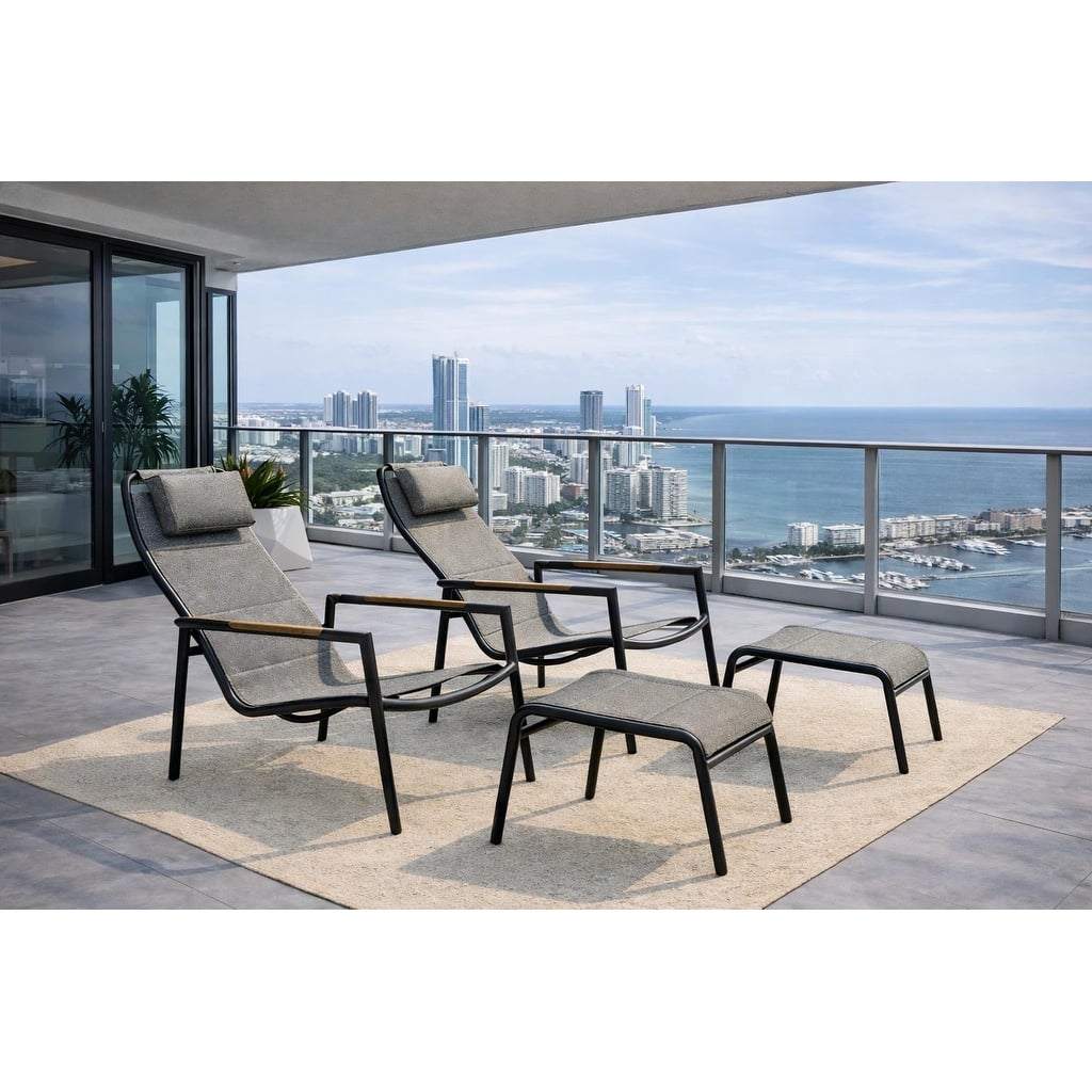 Vonn Relaxed Dark Grey 5-Piece Aluminum Outdoor Chat Set