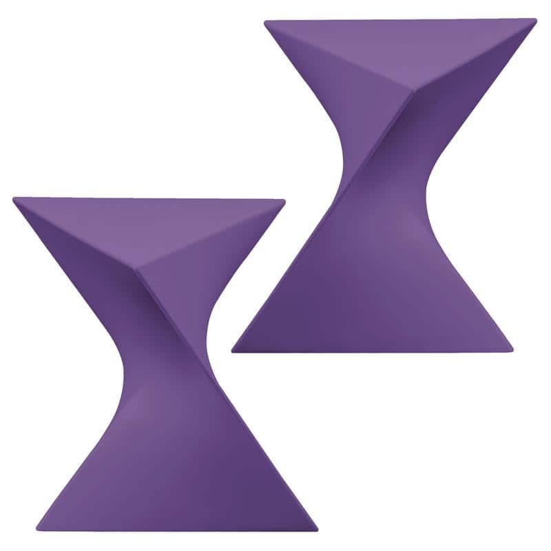 Randolph Modern Indoor Lightweight Side Table with Triangular Curved Design Accent End Table for Home Living Room or Bedroom - Set of 2 - Purple