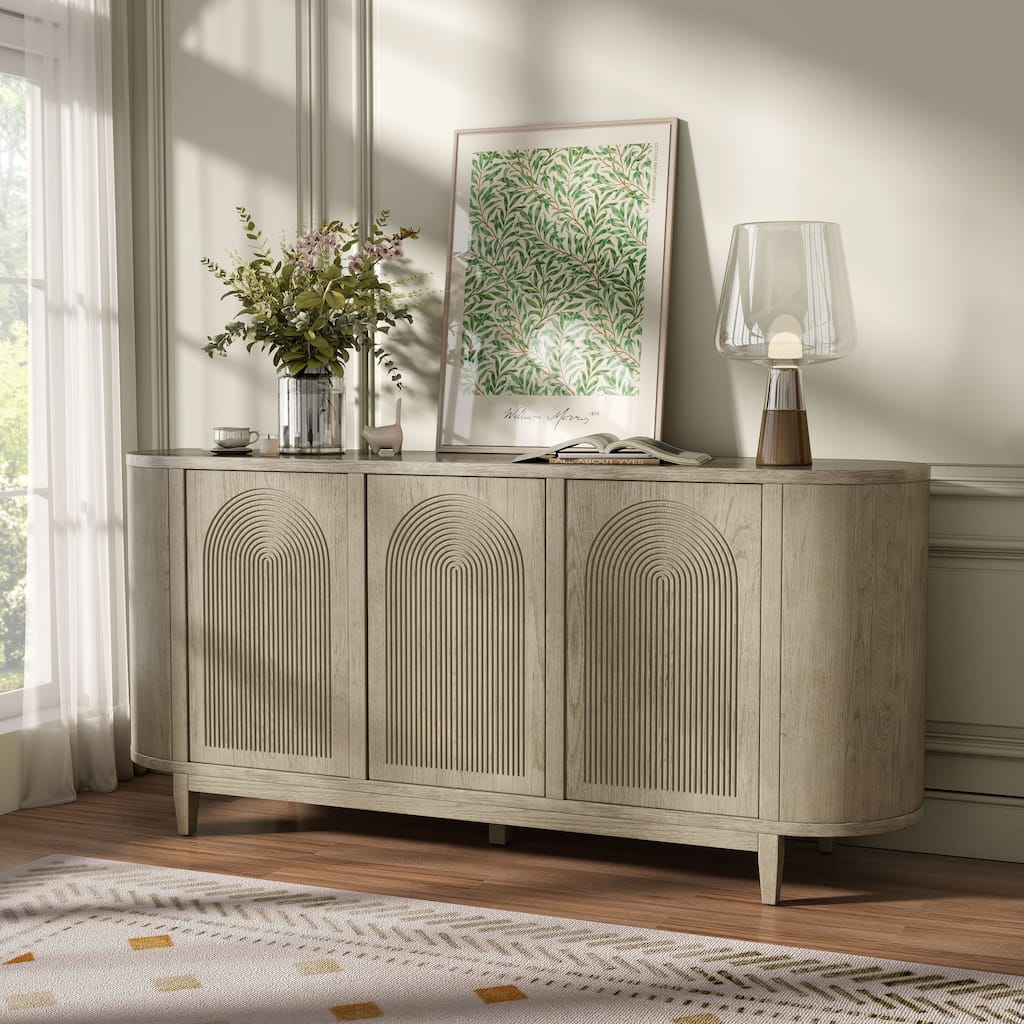 Furniture of America Piez Modern Art Deco 4-Shelf 3-Door Wood Dining Server