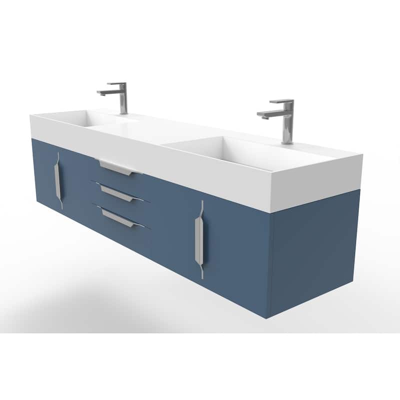 Amazon 72" Wall Mounted Bathroom Vanity Set w/ White Top