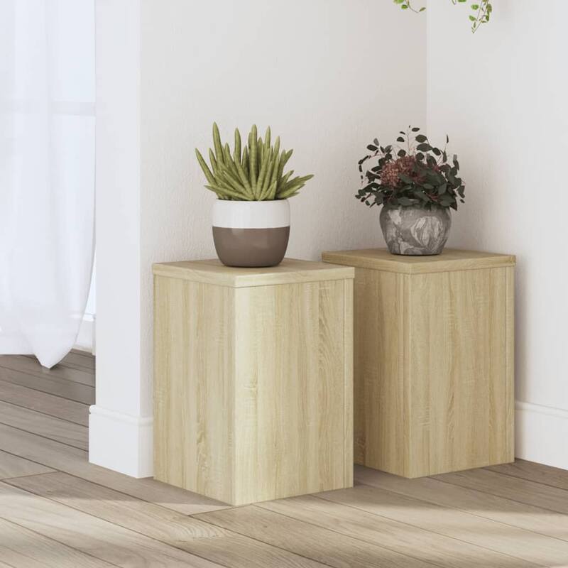 vidaXL Plant Stand Set of 2 Sonoma oak Engineered wood Small - 7.9 x 7.9 x 11.8 in