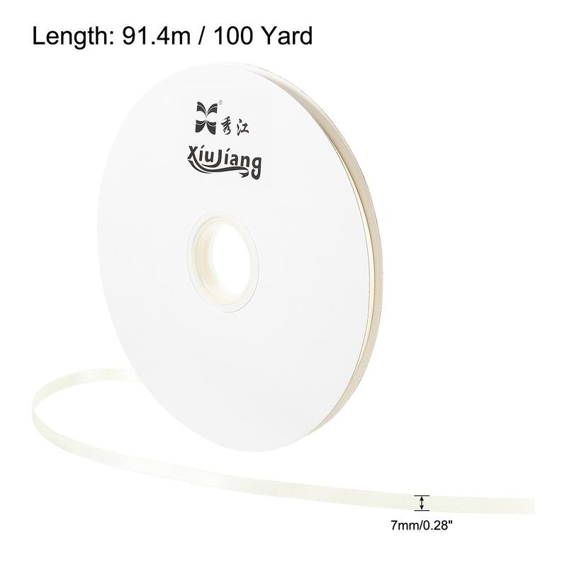 Satin Ribbon, Double Face Crafts Roll for Home DIY Wrapping Decoration - Beige