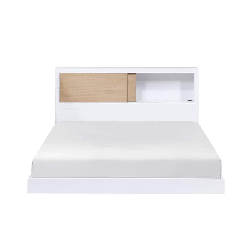 White Full Bed Bookcase Headboard with Storage for Youth Bedroom