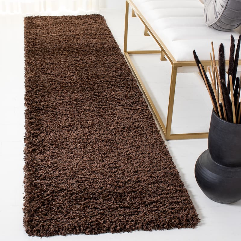 SAFAVIEH California Premium Shag Izat 2-inch Thick Area Rug - 2'3" x 9' Runner - Brown