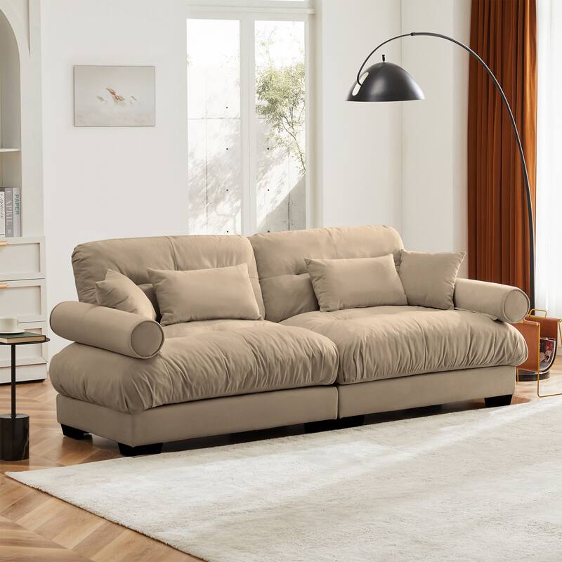 Modern Sectional Couch Comfortable Upholstered Sofa Set with Lumbar Pillow and Throw Pillow for Living Room