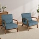 preview thumbnail 6 of 144, 25" W Mid Century Upholstered Wood Accent Chair with Pillow set of 2 Dark Wood - Blue