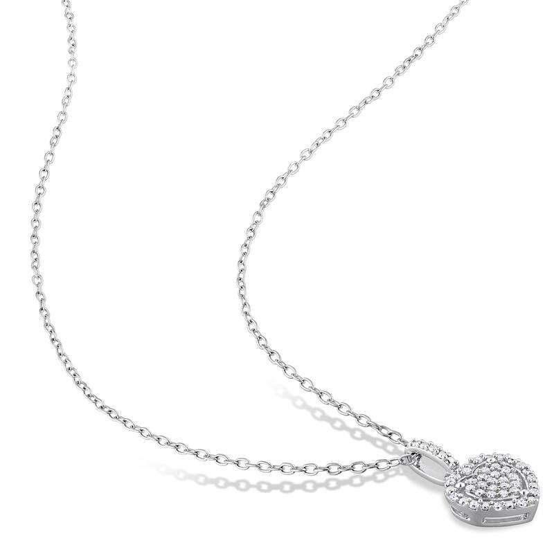 Miadora 2/5 Ct Diamond Tw Fashion Heart Earrings & Pendant Set With Chain Silver I3