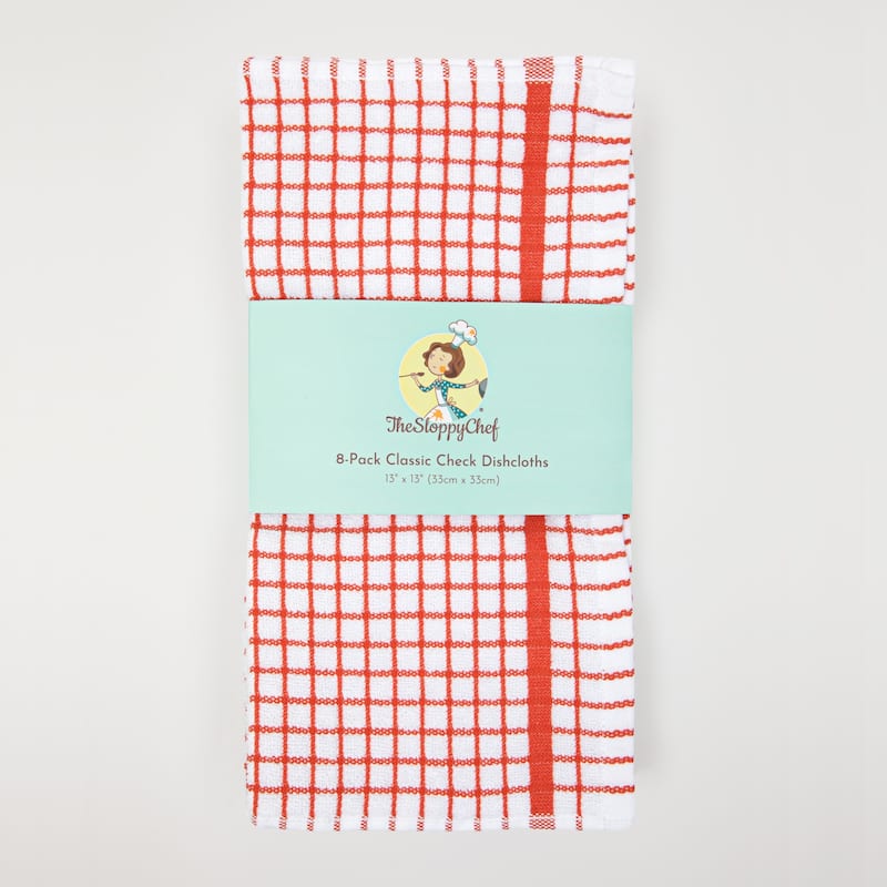 The Sloppy Chef Classic Checkered 8-Piece Dishcloths - 13x13