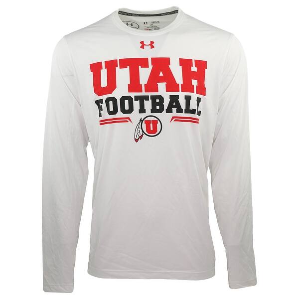 Shop Under Armour Men S Utah Utes Football L S Shirt White Red