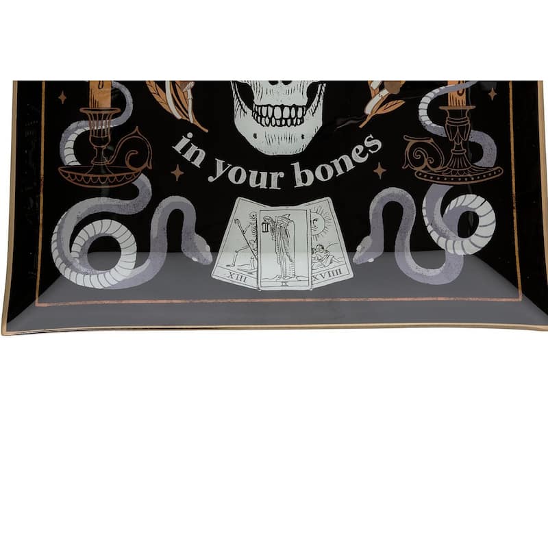 Magic In Your Bones Skull Halloween Glass Tray
