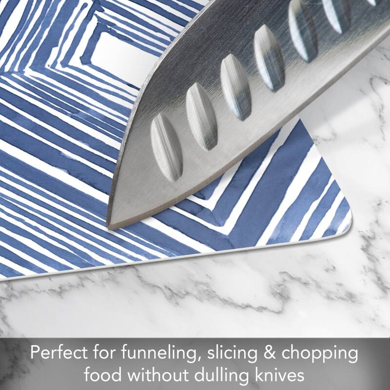 Shibori Blues Flexible Plastic Cutting Board Mat 15" x 11.5", Made in the USA, Decorative, Flexible, Easy to Clean