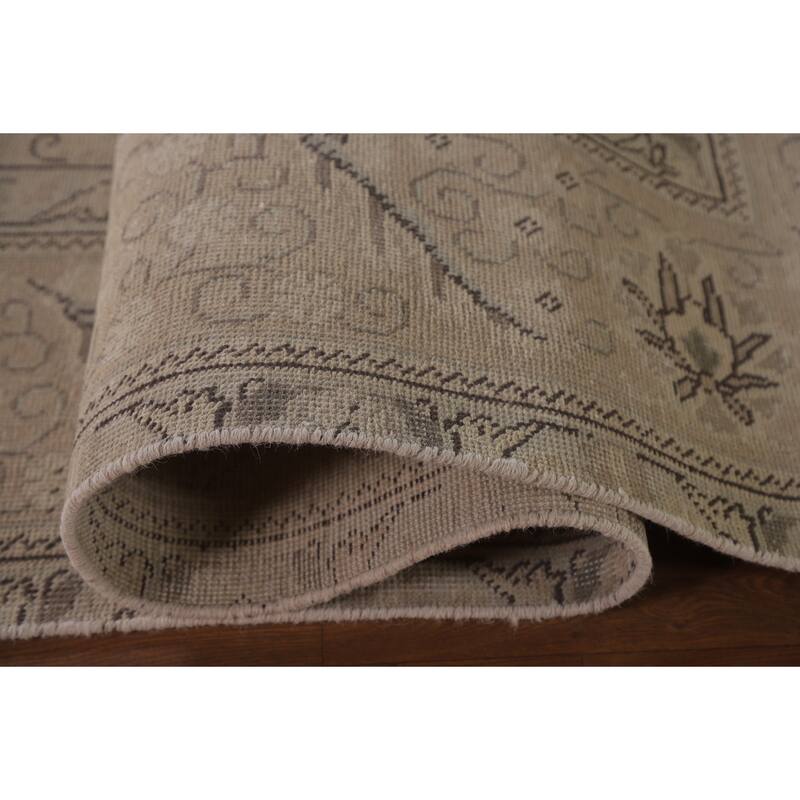 Hand Knotted Oriental 100% Wool Carpet Traditional Floral Beige & Ivories Tabriz Area Rug - 12' 5'' X 9' 7''