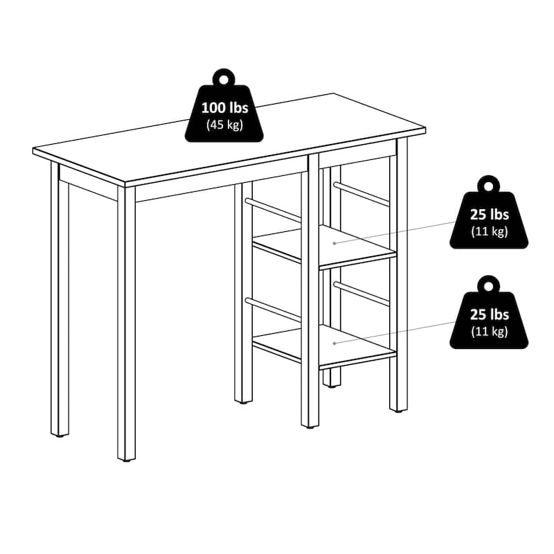 Egan Breakfast Kitchen Island with Shelves, Walnut - 45"W x 19.7"D x 36.2"H