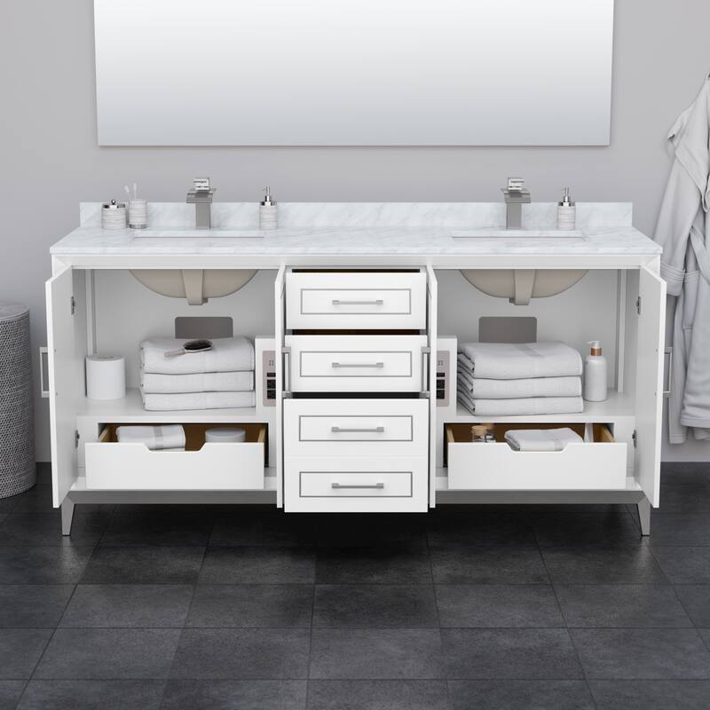 Marlena 72-Inch Double Vanity Set, Carrara Marble Top