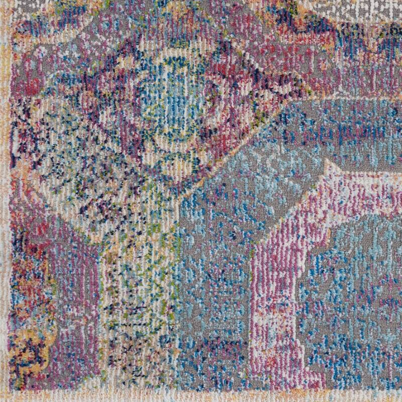 Fipus Power Loomed Distressed Geometric Abstract Modern Non Skid Area Rug By HomeRoots - 96' X '28' X '0.5