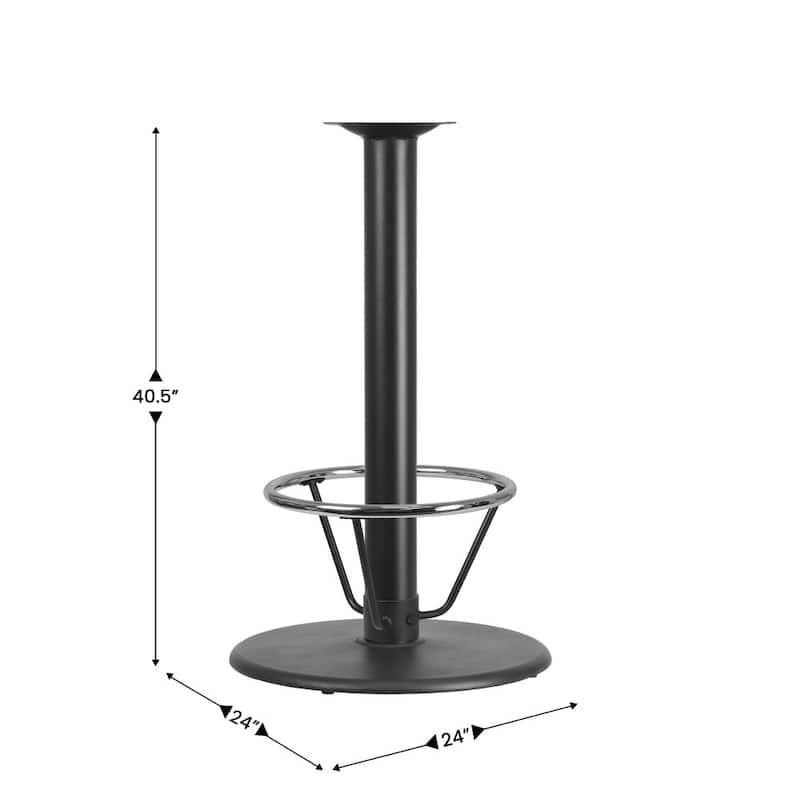 24" Round Restaurant Table Base with 4" Dia. Bar Height Column and Foot Ring