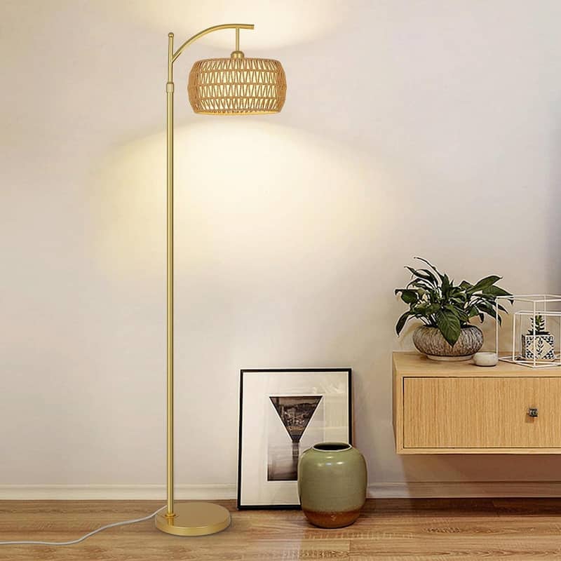 Versatile Arc Floor Lamp with Remote, Adjustable Brightness and 360° Rotatable Arm
