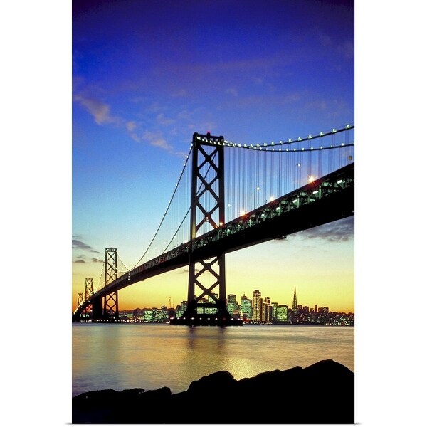 "Bridge and city at sunset" Poster Print