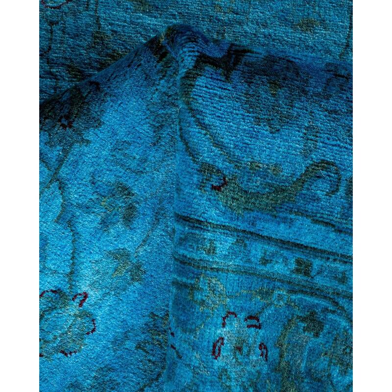 Overton Hand Knotted Wool Vintage Inspired Modern Contemporary Overdyed Blue Area Rug - 3' 1" x 5' 1"
