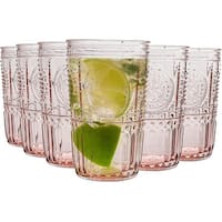 (4-Pack) 9.5 oz Romantic Glass, Thick Heavy Premium Drinking Glasses,  Vintage Hobnail Tumblers - Glassware Set for Juice, Beverages, Beer,  Cocktail