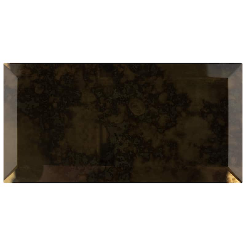 Merola Tile Lustre Beveled Antique Gold 3" x 6" Glass Wall Tile - Sample swatch