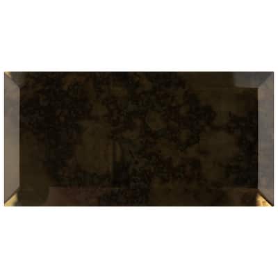 Merola Tile Lustre Beveled Antique Gold 3" x 6" Glass Wall Tile