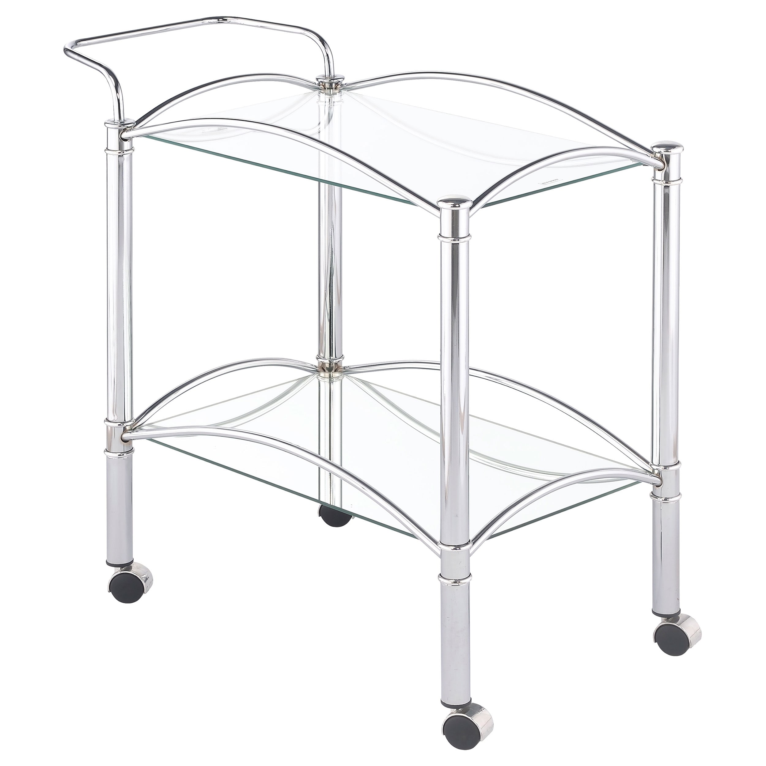 Shadix Chrome 2-tier Rectangular Glass Shelf Metal Bar Cart