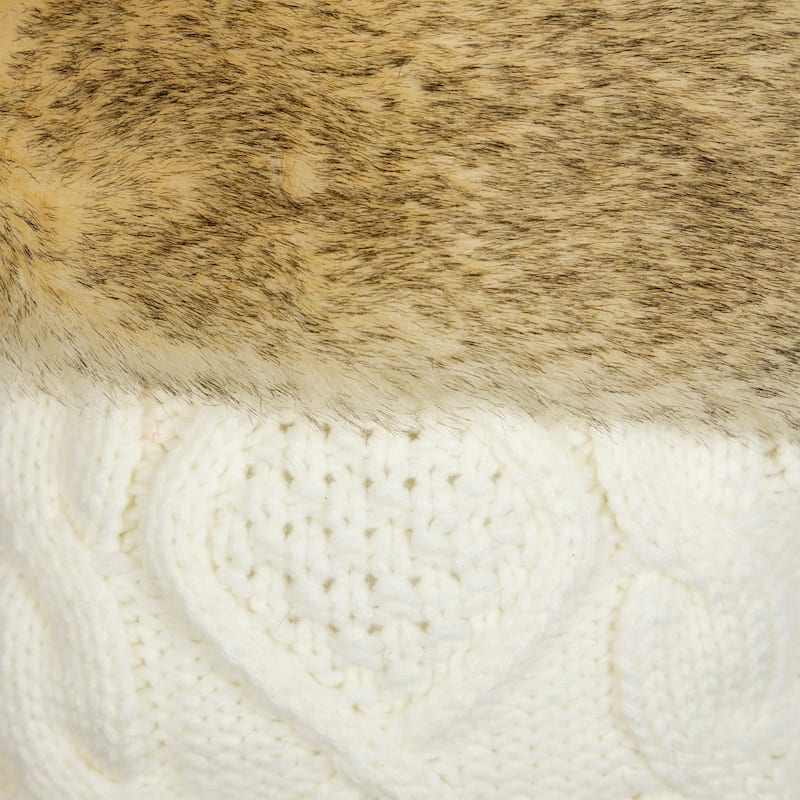 Cable Knit Christmas Stocking with Faux Fur Cuff - 20.5"